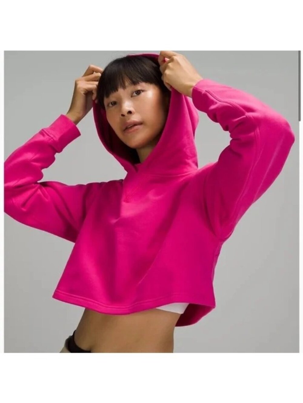 Lululemon Size 20 All Yours Pink Cotton Cropped Hoodie